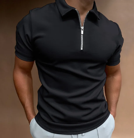 T-shirt zipper - Casual herenpolo met rits